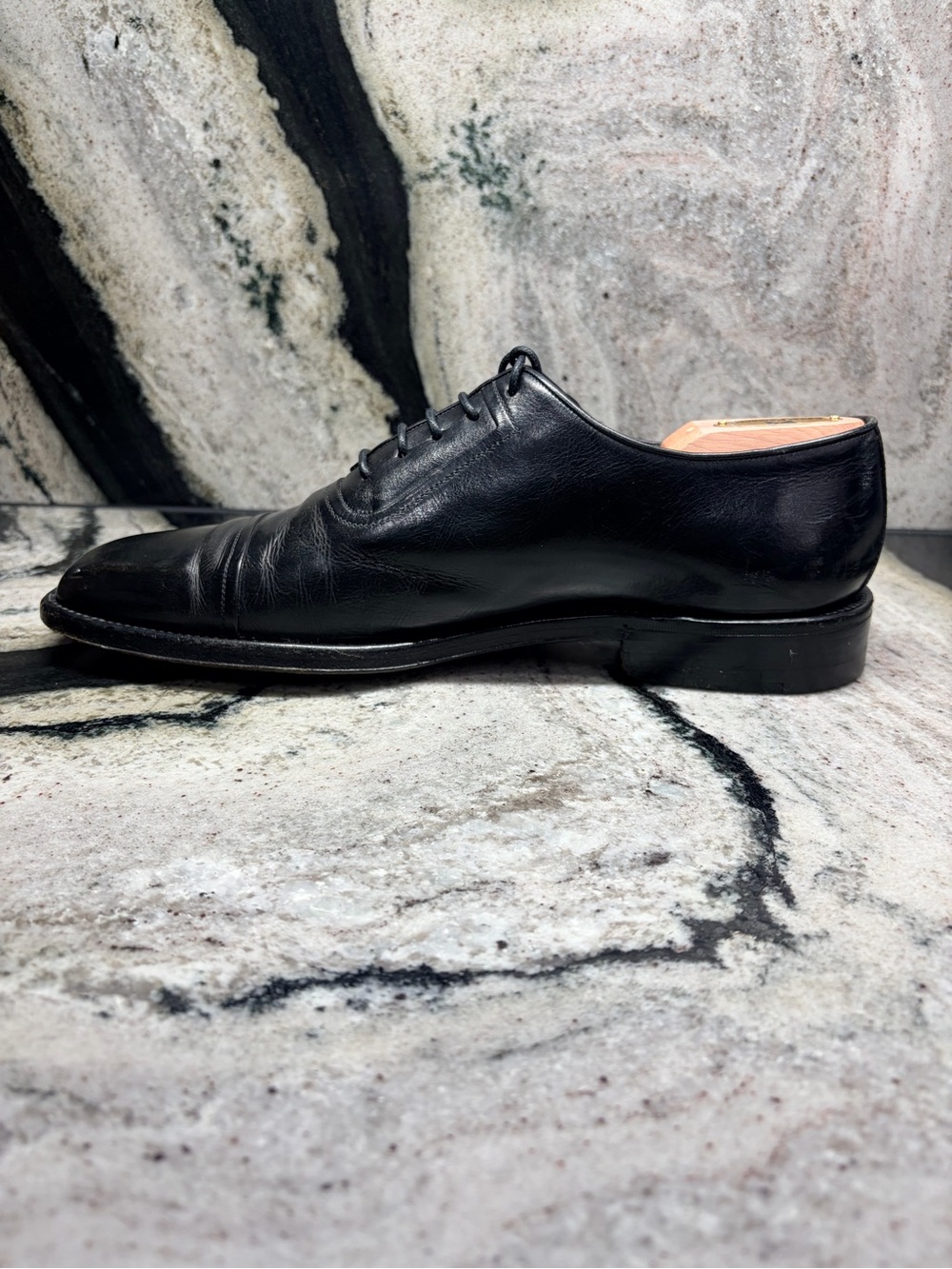 Vintage a.Testoni Wilkes Bashford Black Leather Oxfords Men’s US 9.5 - Picture 4 of 12